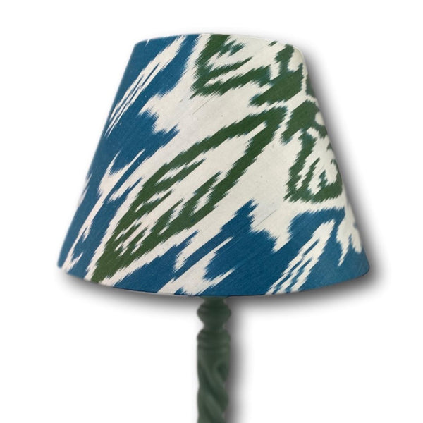Handmade Ikat Empire Lampshade - Green and Blue - Dia 30 cm