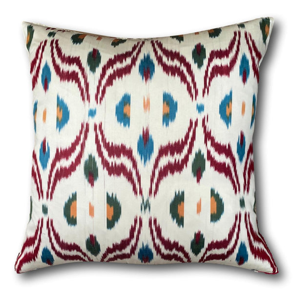 Double Sided IKAT cushion cover - Cherry Velvet -  60 x 60 cm