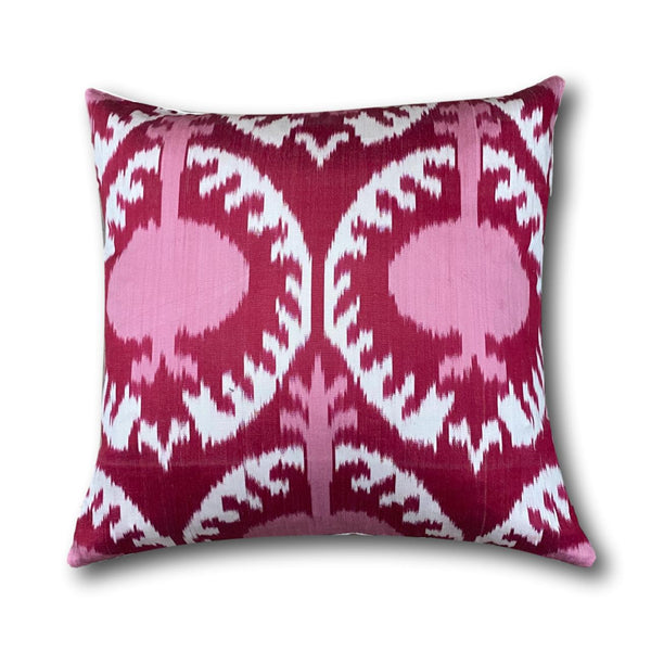 IKAT cushion cover - Pink and Red Pom - 50 x 50 cm