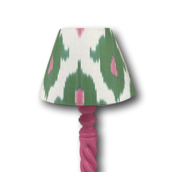 Handmade Ikat Empire Mini Lampshade - Green and Pink - Dia 20 cm