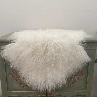 Tibetan Curly Wool Sheepskin Rug - White