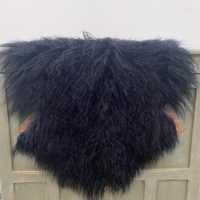 Tibetan Curly Wool Sheepskin Rug - Black