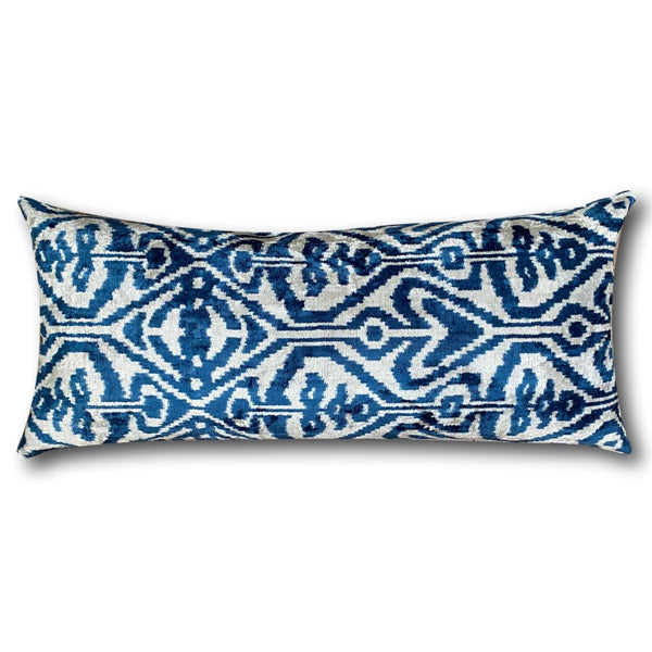 IKAT cushion cover - Blue Velvet-  40 x 90 cm