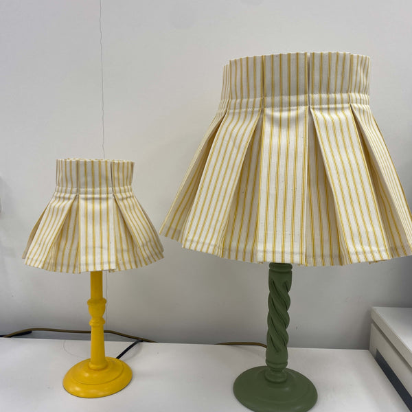 Handmade Box-Pleated Lampshade - Yellow Stripes - Dia 19 cm