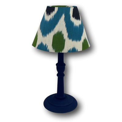 Handmade Ikat Empire Mini Lampshade - Blue with Green Dots - Dia 20 cm