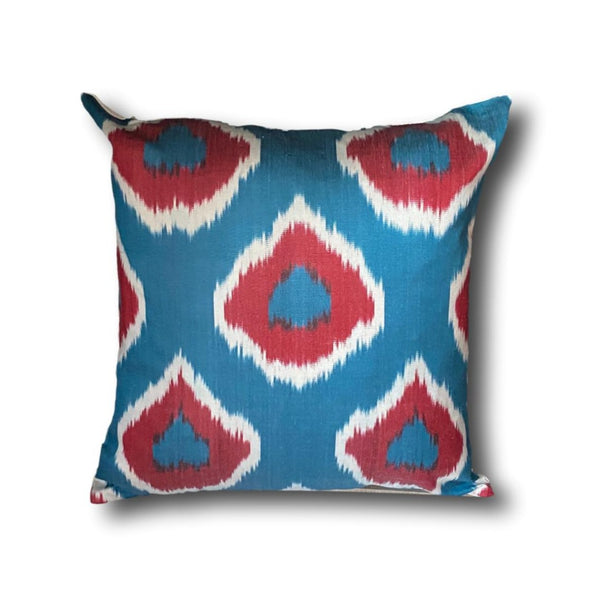 IKAT cushion cover - Blue and Red Diamonds 40 x 40 cm