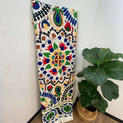 Authentic Suzani cotton hand embroidery bed spread multi colour 154 x 234 cm- (SuBC 0047)
