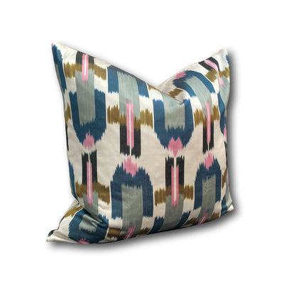 IKAT cushion cover - Blue and Pink Retro - 50 x 50 cm