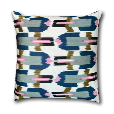 IKAT cushion cover - Blue and Pink Retro - 50 x 50 cm