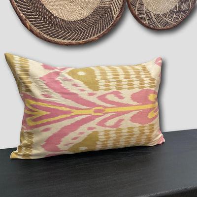 IKAT cushion cover -  Pink and Yellow - 40 x 60 cm