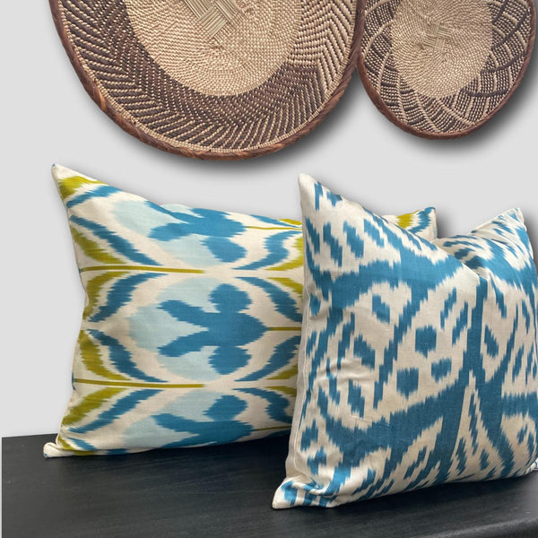 IKAT cushion cover -  Blue and Green - 40 x 60 cm