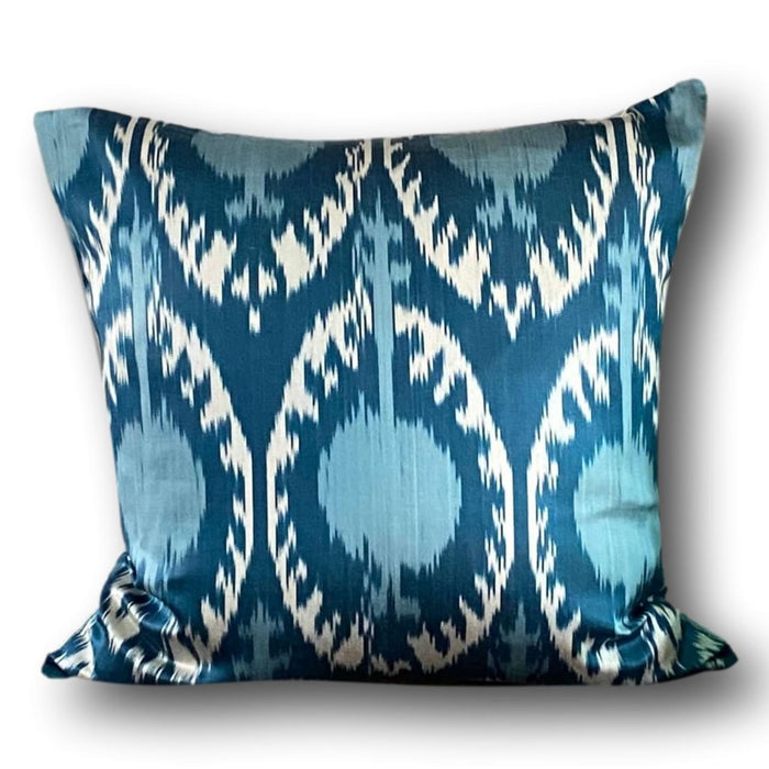 IKAT cushion cover - Blue Pom - 50 x 50 cm