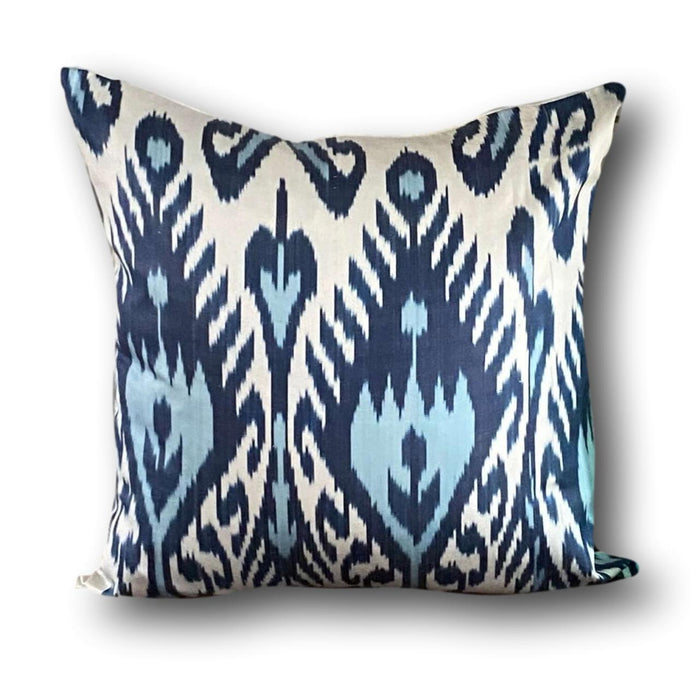 IKAT cushion cover - Navy and Aqua Blue - 50 x 50 cm