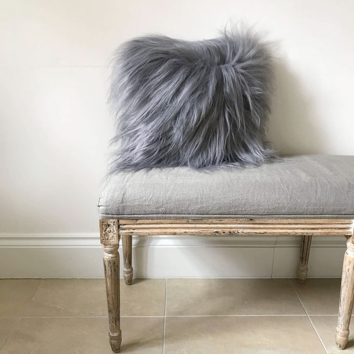 Sheepskin Cushion - Icelandic Long Wool - Grey