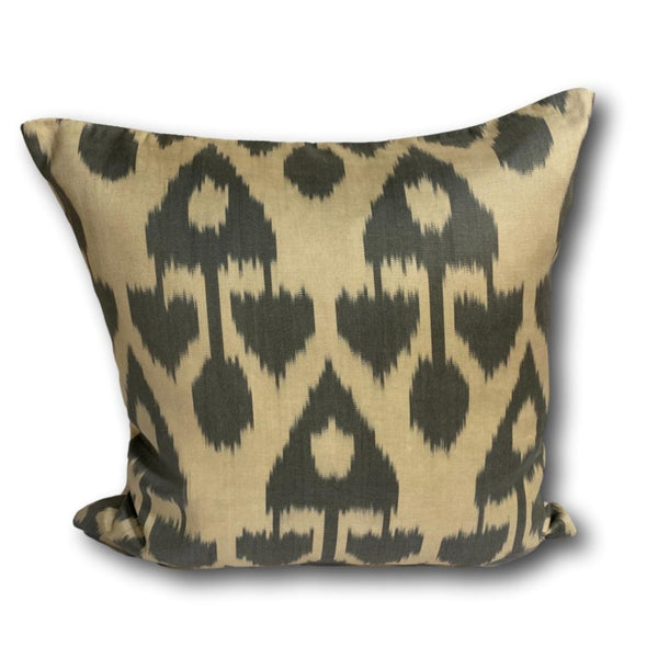 IKAT cushion cover - Grey Tribal on sand colour background- 40 x 40 cm