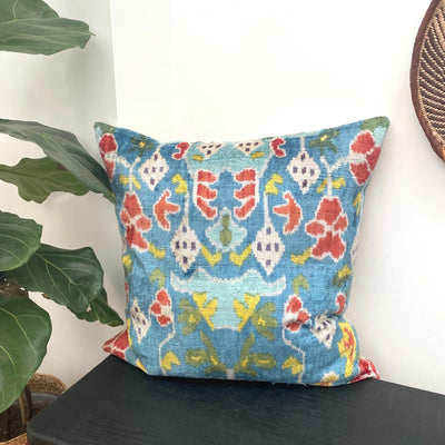 IKAT cushion cover - Blue Velvet -  60 x 60 cm