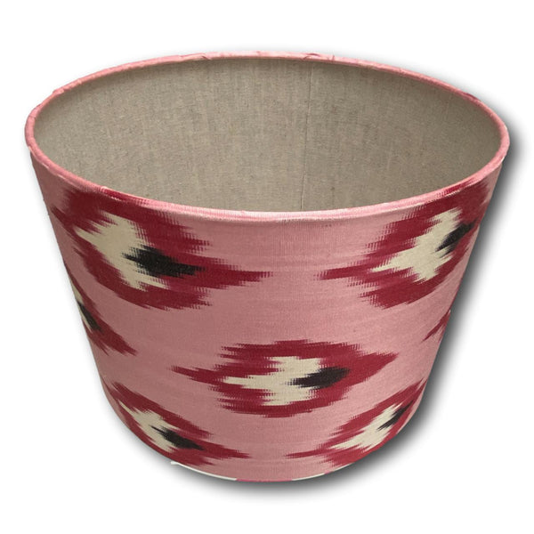 Handmade Ikat Lampshade - Pink and Red - Dia 30 cm