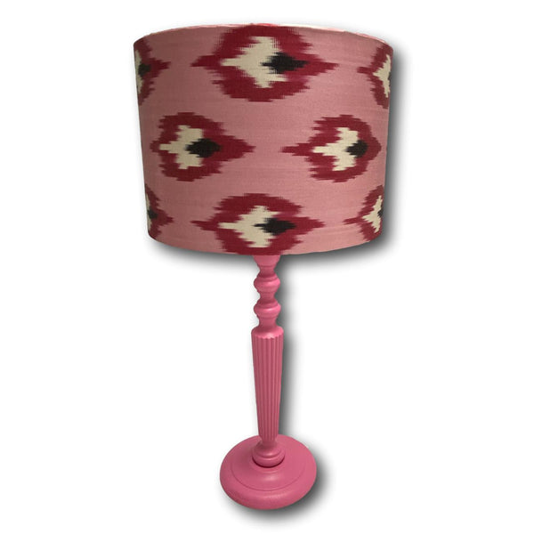 Handmade Ikat Lampshade - Pink and Red - Dia 30 cm