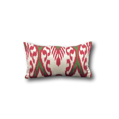IKAT cushion cover - red and green- double sided small - 25 x 40 cm