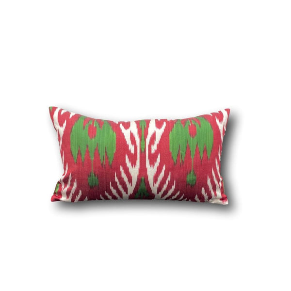 IKAT cushion cover - red and green- double sided small - 25 x 40 cm