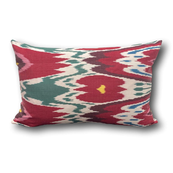 IKAT cushion cover - Red Yellow and Green Kilim - 40 x 60 cm