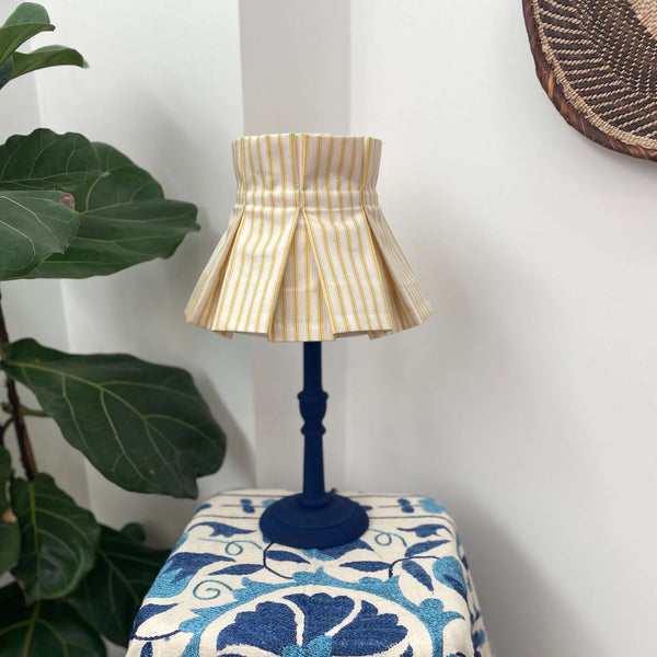Handmade Box-Pleated Lampshade - Yellow Stripes - Dia 19 cm
