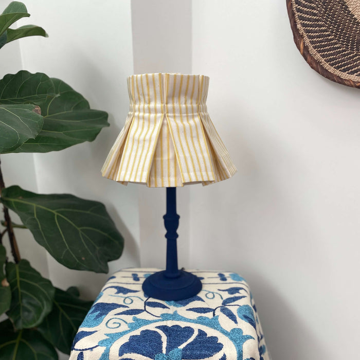 Handmade Box-Pleated Lampshade - Yellow Stripes - Dia 19 cm