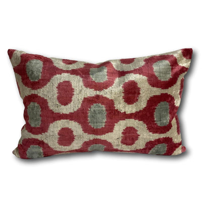 IKAT cushion cover - Pink and Grey Dots - Velvet - 40 x 60 cm