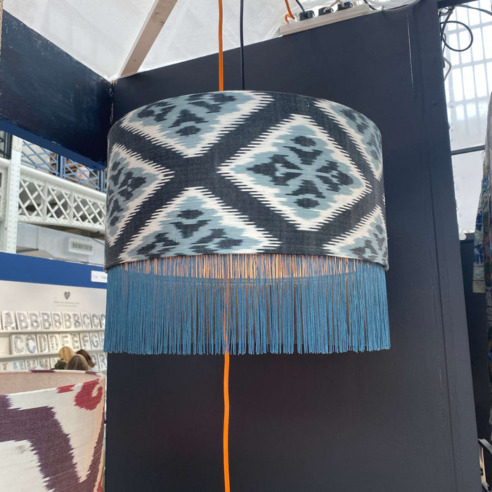 Handmade Silk Ikat Pendant Lampshade with Tassels  - Dia 50 cm