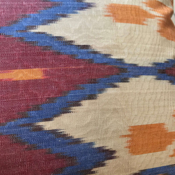 IKAT cushion cover - Double Sided- Red, Orange and Blue Kilim 50 x 50 cm
