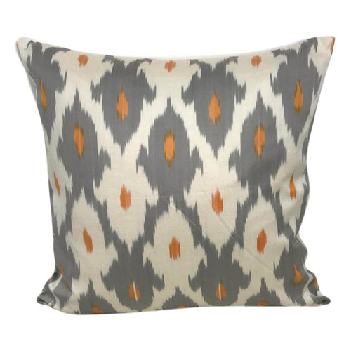 IKAT cushion cover - Grey and Orange - 50 x 50 cm