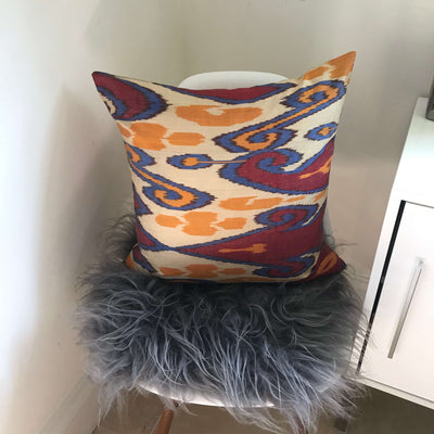 IKAT cushion cover - Double Sided- Red, Orange and Blue Kilim 50 x 50 cm
