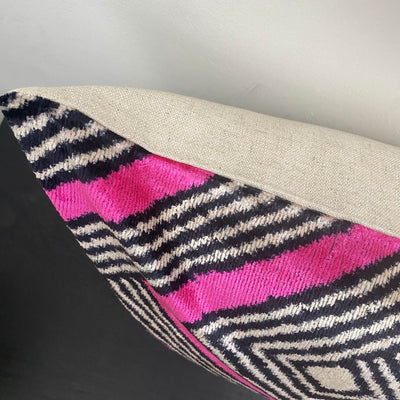 IKAT cushion cover - Lumbar Hot Pink Velvet-  40 x 90 cm