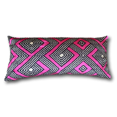 IKAT cushion cover - Lumbar Hot Pink Velvet-  40 x 90 cm