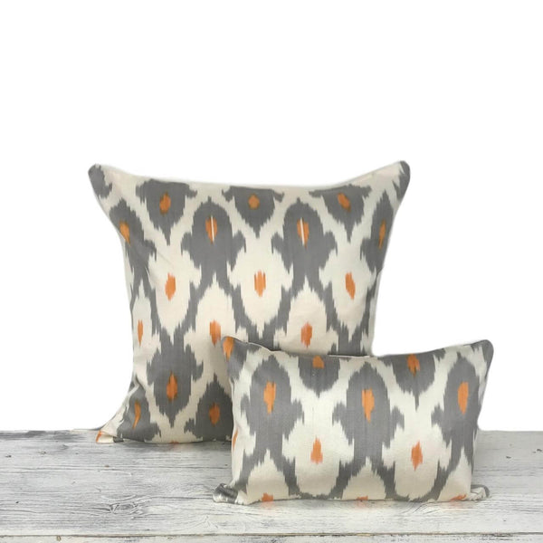 IKAT cushion cover - Grey and Orange - 50 x 50 cm