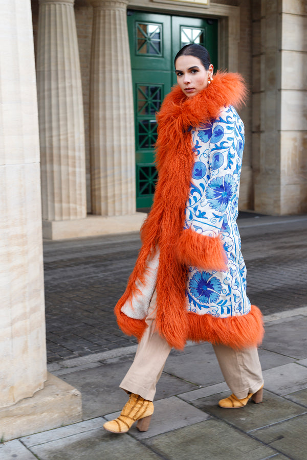 Vintage Suzani Coat - Blue