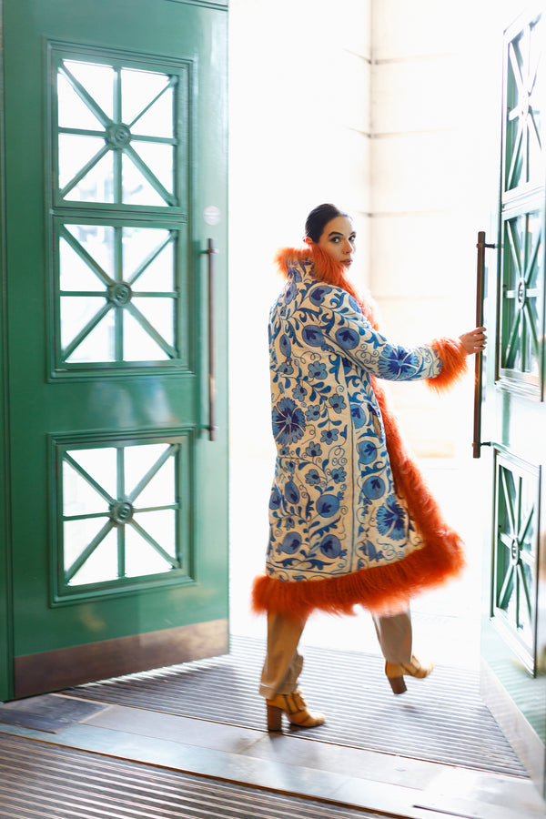 Vintage Suzani Coat - Blue