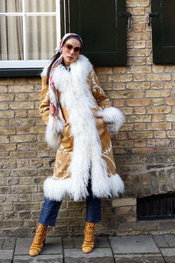 Vintage Suzani Coat - Tan