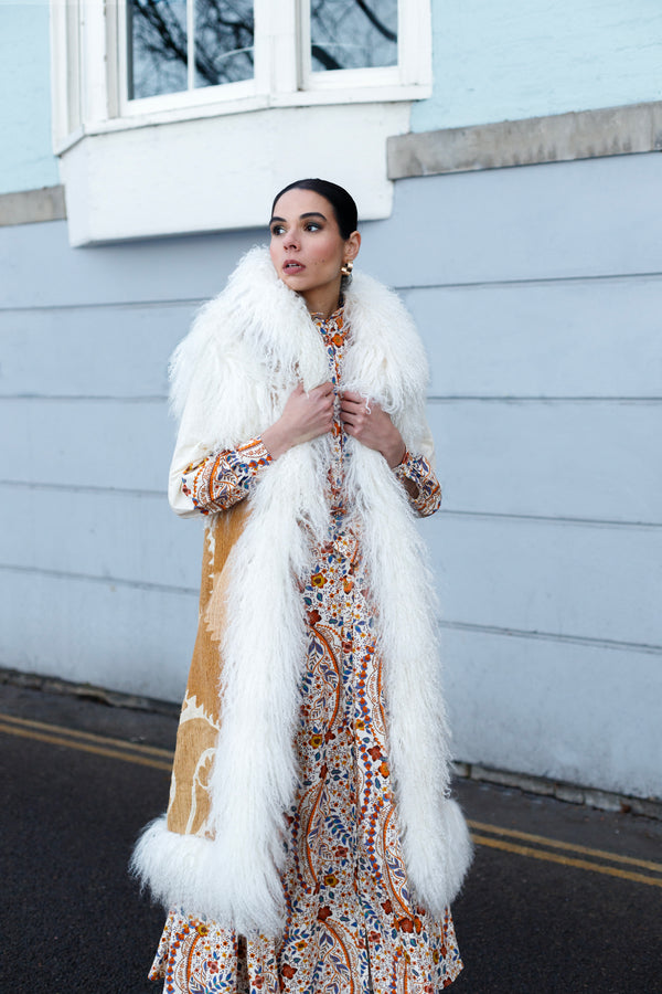 Vintage Suzani Gilet -Tan