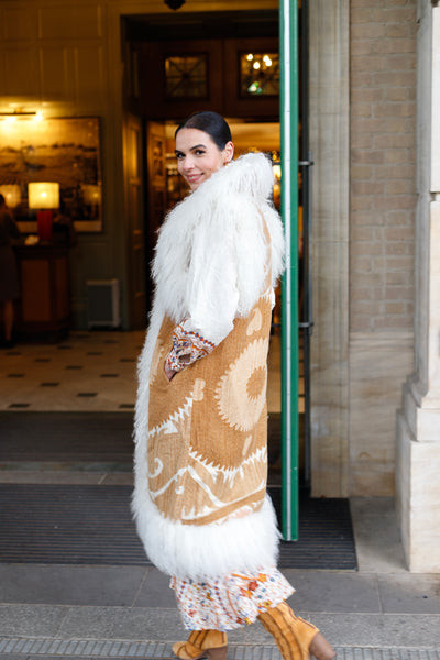 Vintage Suzani Gilet -Tan