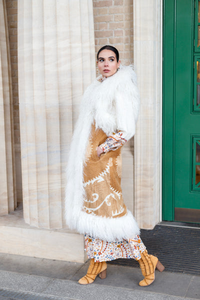 Vintage Suzani Gilet -Tan