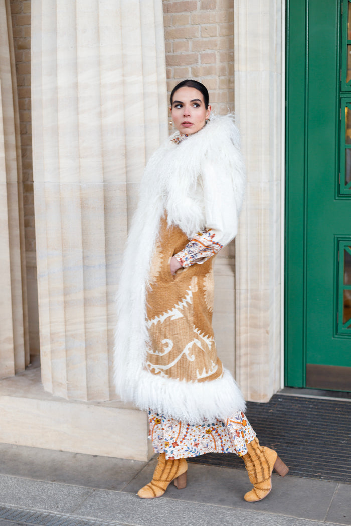Vintage Suzani Gilet -Tan