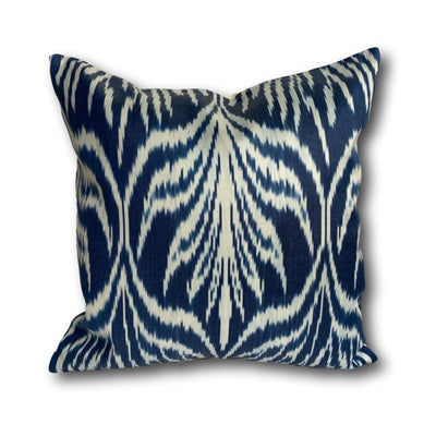 IKAT cushion cover - Navy Blue Leaves - 40 x 40 cm