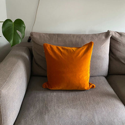 Velvet cushion cover - Orange - Velvet -  50 x 50 cm