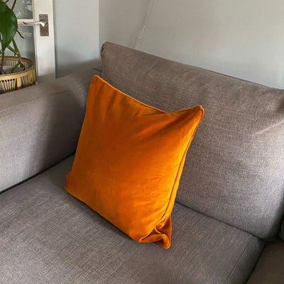 Velvet cushion cover - Orange - Velvet -  50 x 50 cm