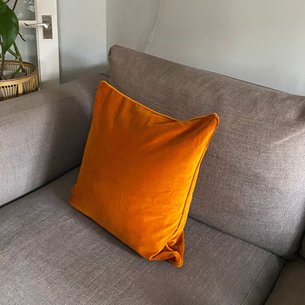 Velvet cushion cover - Orange - Velvet -  50 x 50 cm
