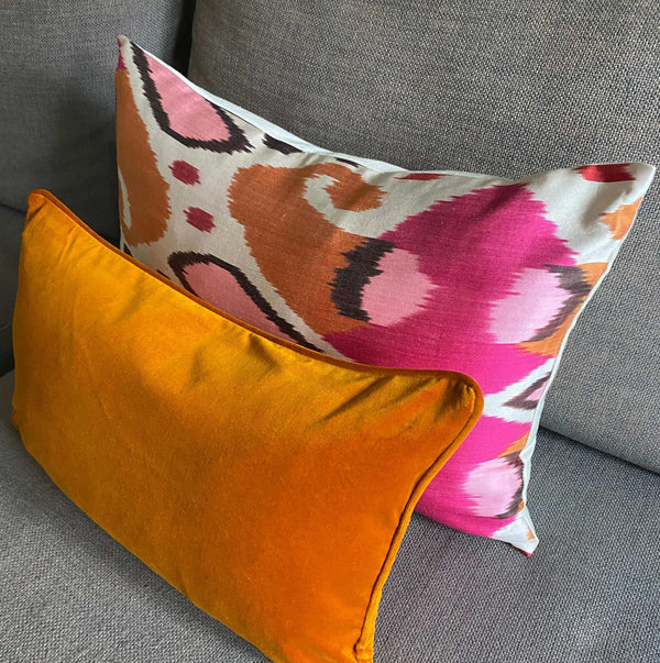 IKAT cushion cover - Pink and Orange Hearts - 40 x 60 cm
