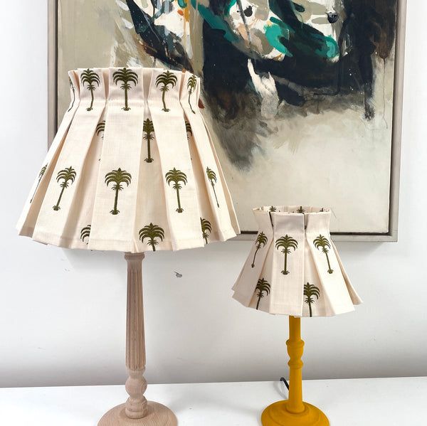 Eva Box Pleated Lampshade - Palm - Dia 19 cm