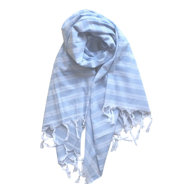 Pastel Striped Cotton Scarves - Blue - my little wish
