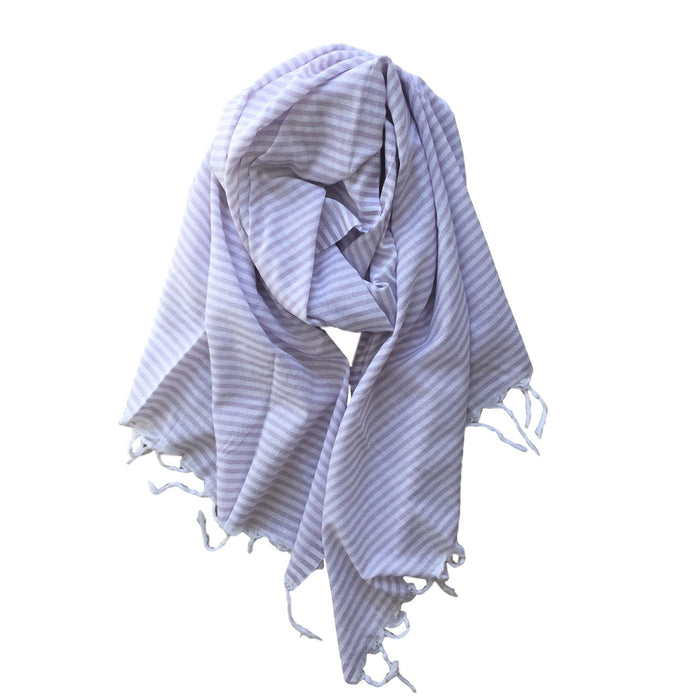 Thin Striped Cotton Scarf - Lilac - my little wish
